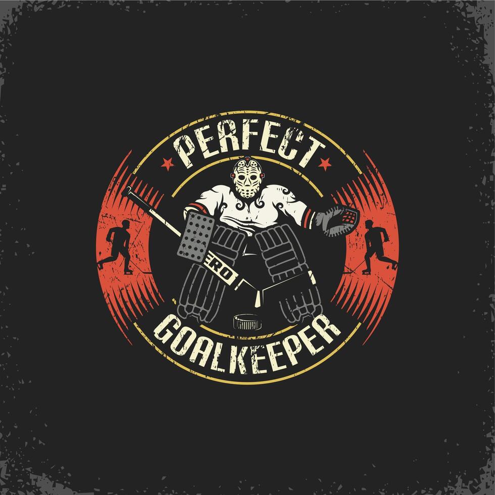 Logo of the hockey team, league or club with goalkeeper vector