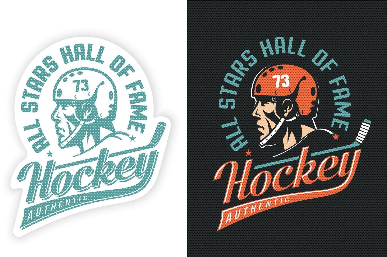 Stylish sports retro logo with hockey player vector