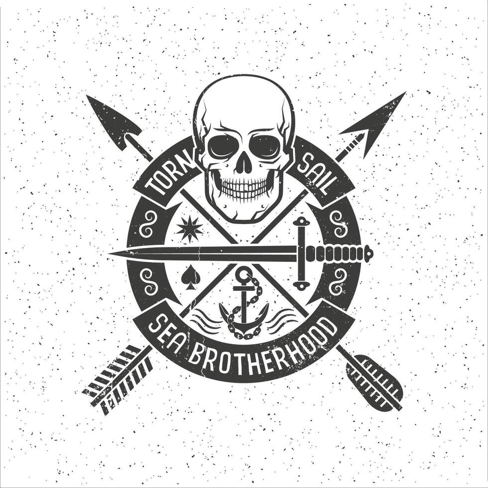 Hipster retro logo with a pirate skull vector