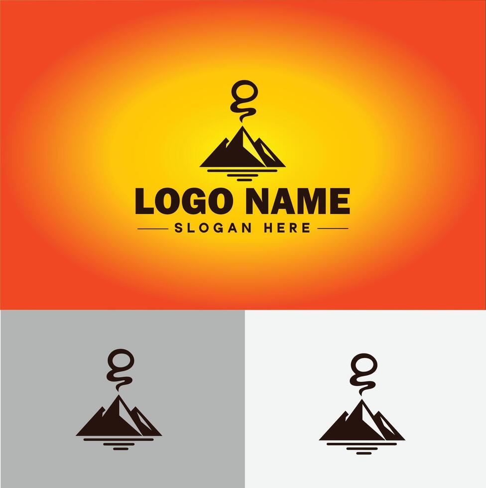 Mountain peak summit logo vector art Outdoor hiking adventure icon travel logo template