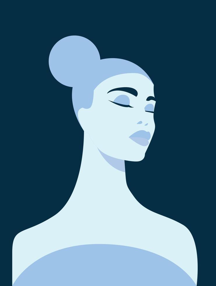 Beautiful woman face silhouette, vector eps illustration