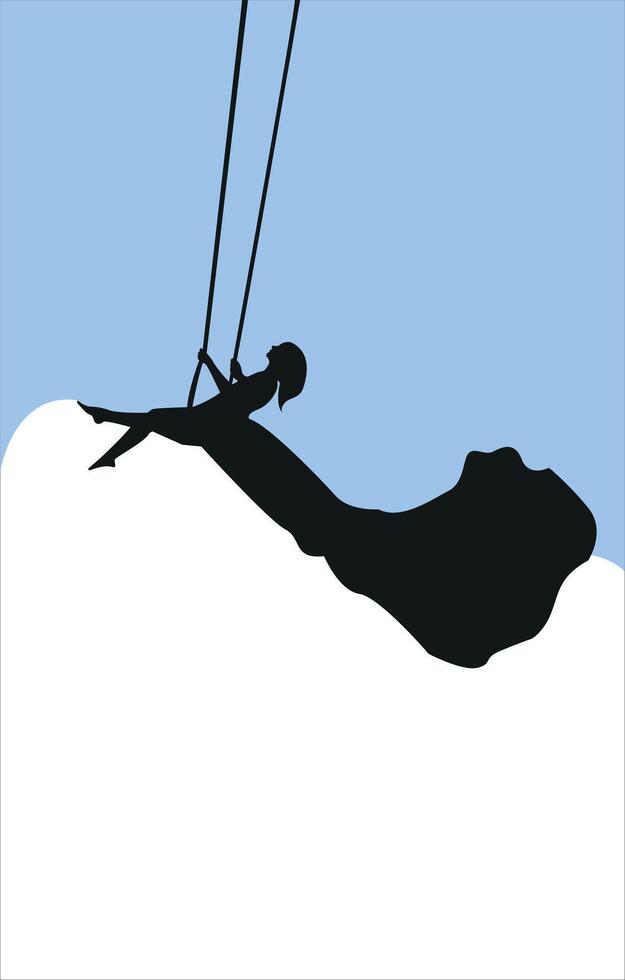 silhouette of woman swinging on swing vector