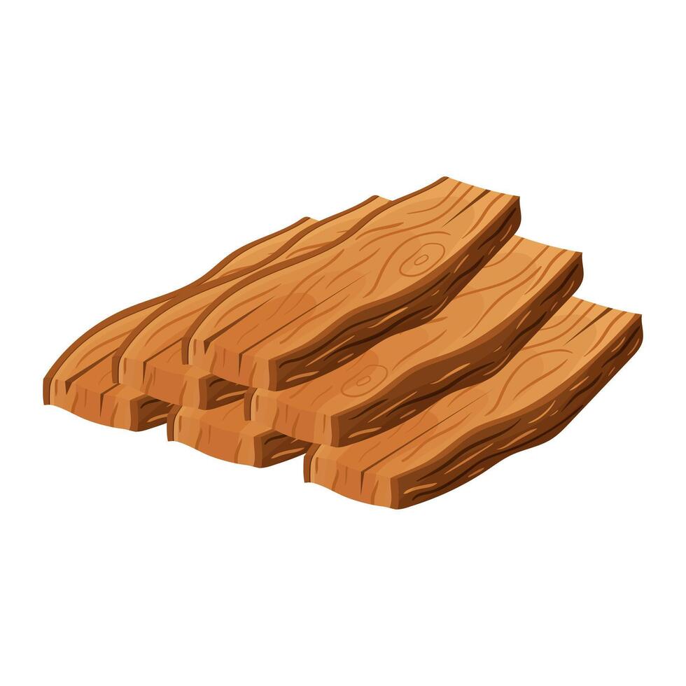 A set of wooden boards, the boards are stacked. Vector illustration on a white background.