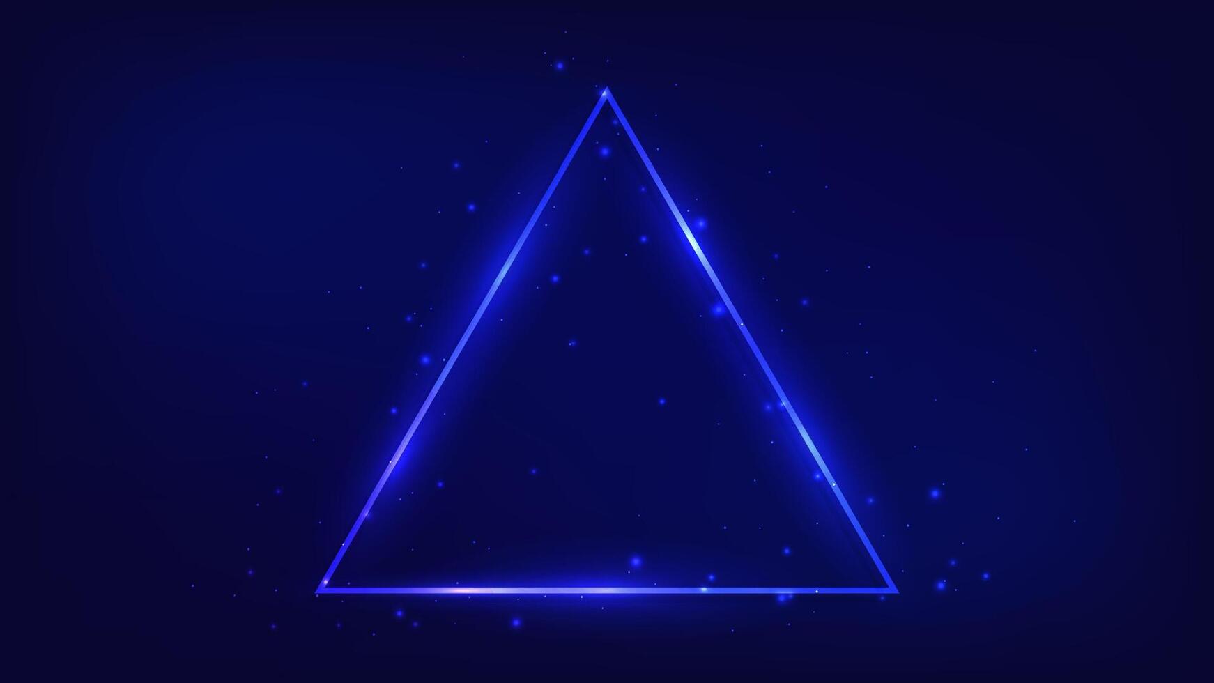 Neon triangular frame with shining effects vector