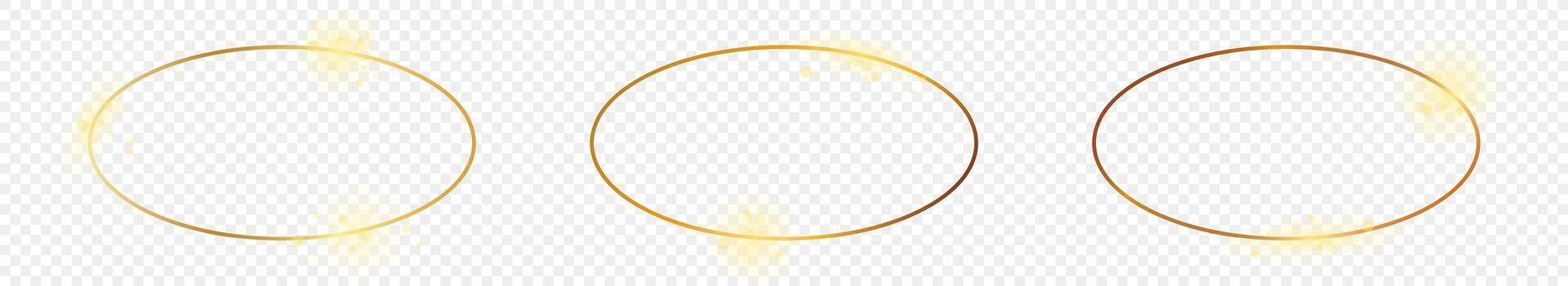 Gold glowing oval shape frame vector