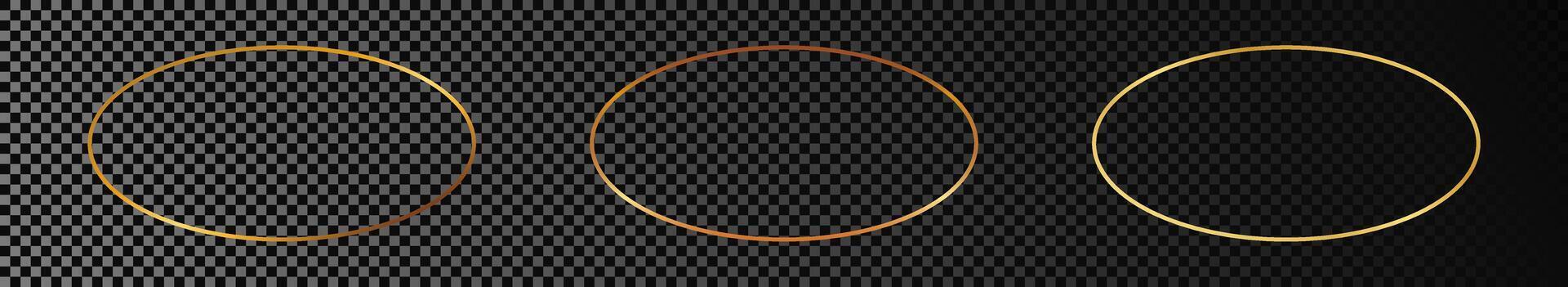 Gold glowing oval shape frame vector