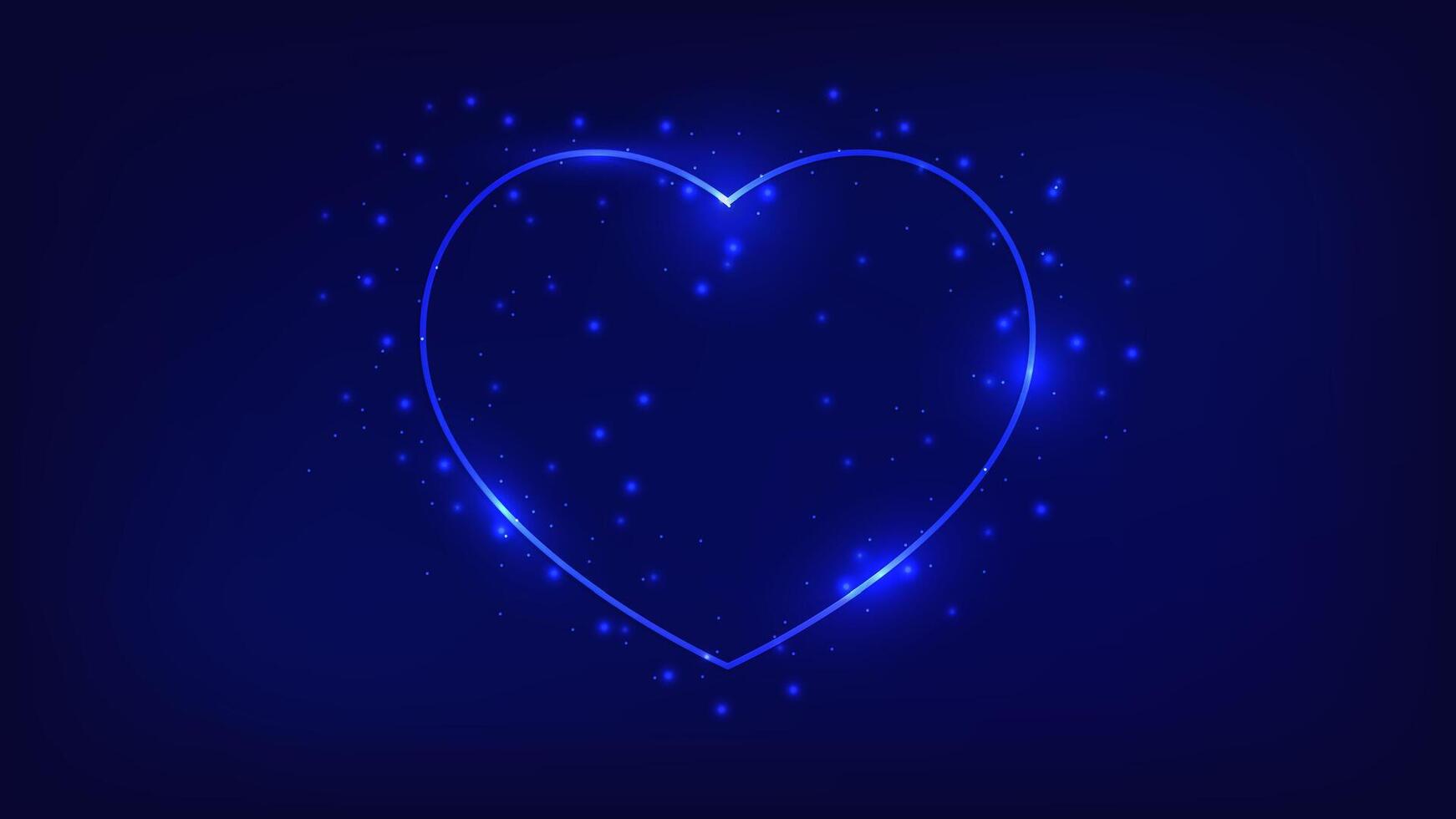 Neon frame in heart form with shining effects vector
