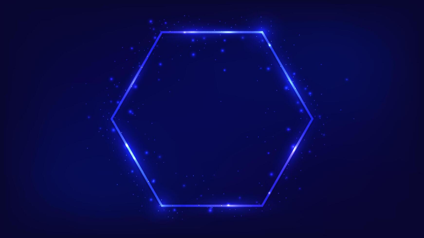 Neon hexagon frame with shining effects vector