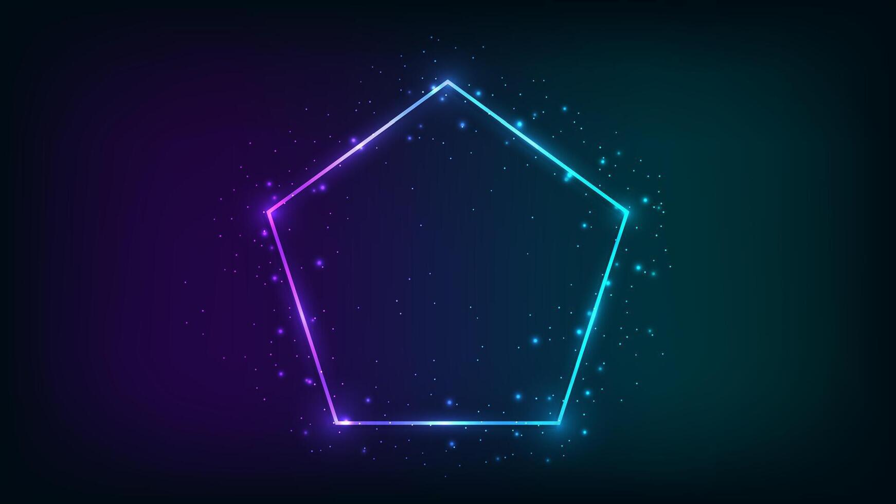 Neon frame in pentagon form with shining effects vector