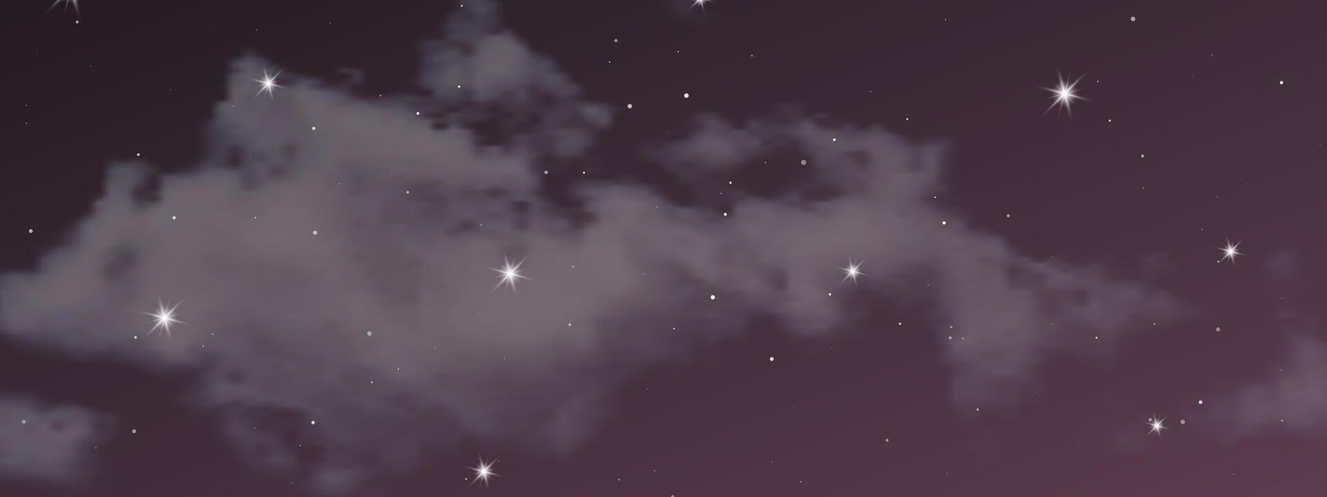 noche cielo con nubes y muchos estrellas vector