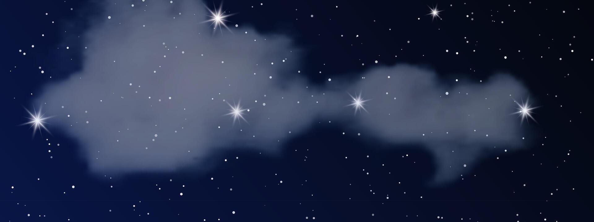 Night sky with clouds and many stars vector