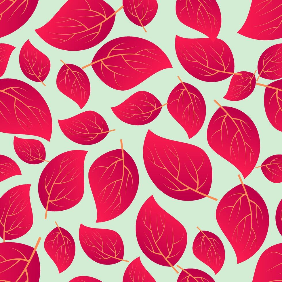 Autumn seamless background with colorful leaves. Design for fall season posters, wrapping papers and holidays decorations. Vector illustration