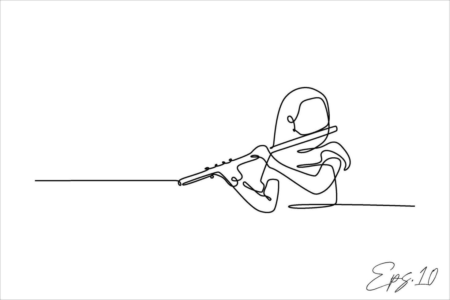 continuo línea vector ilustración diseño de mujer jugando el flauta