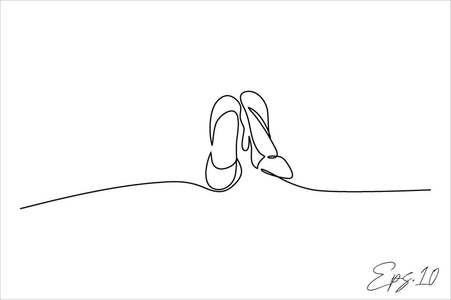 continuous line drawing of women's shoes vector