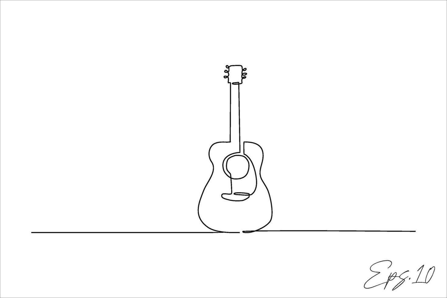 continuous line drawing of an acoustic guitar vector
