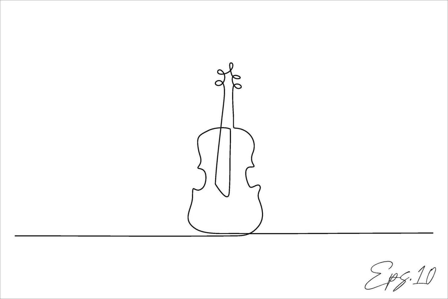 continuous line drawing of a violin musical instrument vector