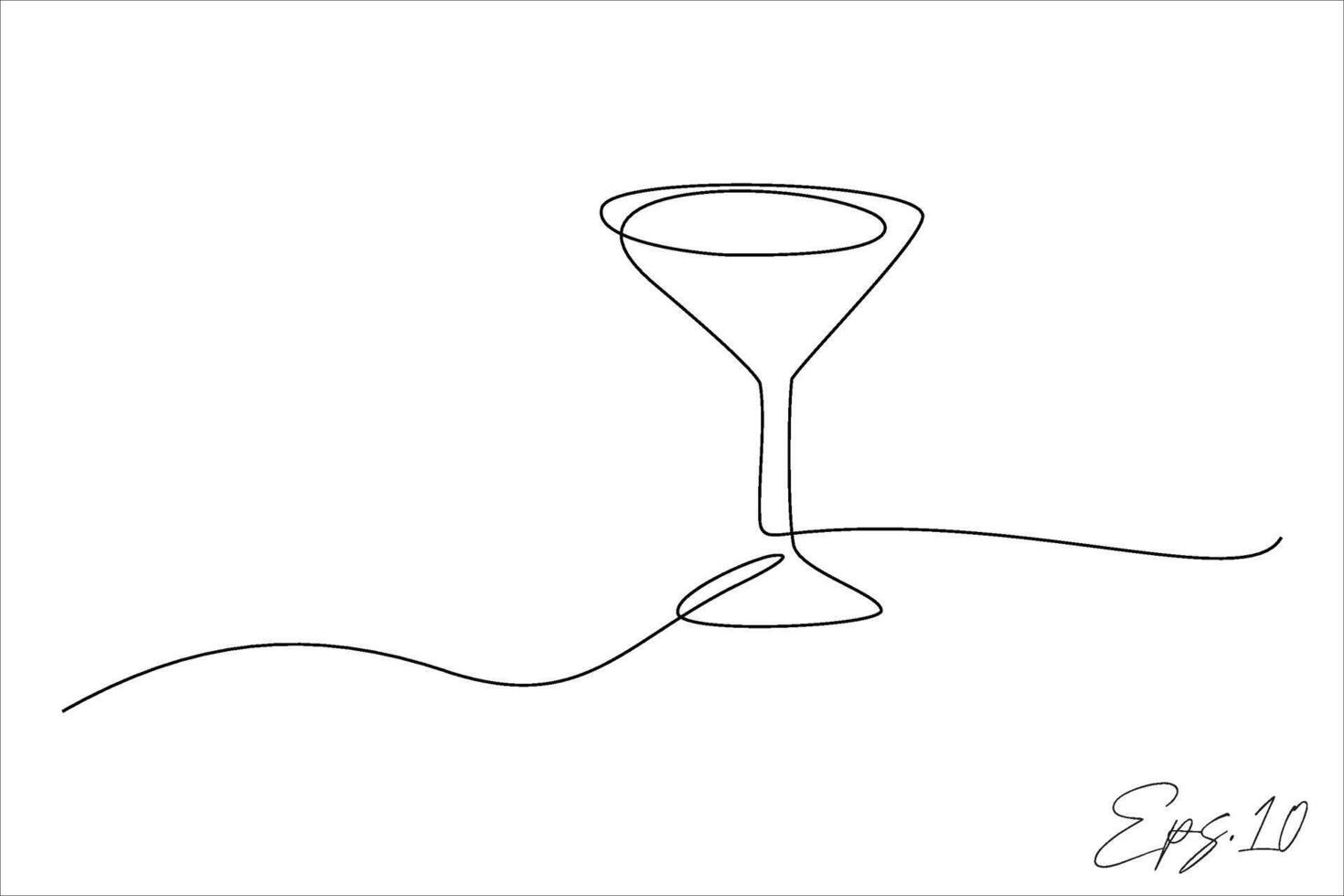 continuous line drawing of a drink glass vector