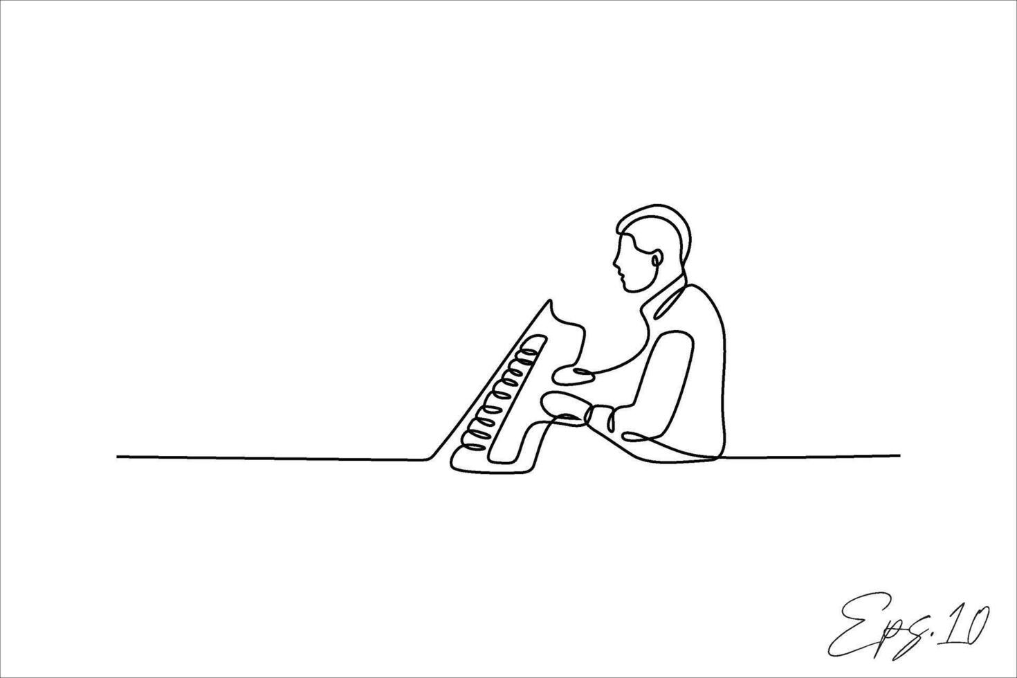 continuous line vector illustration design of person playing the piano