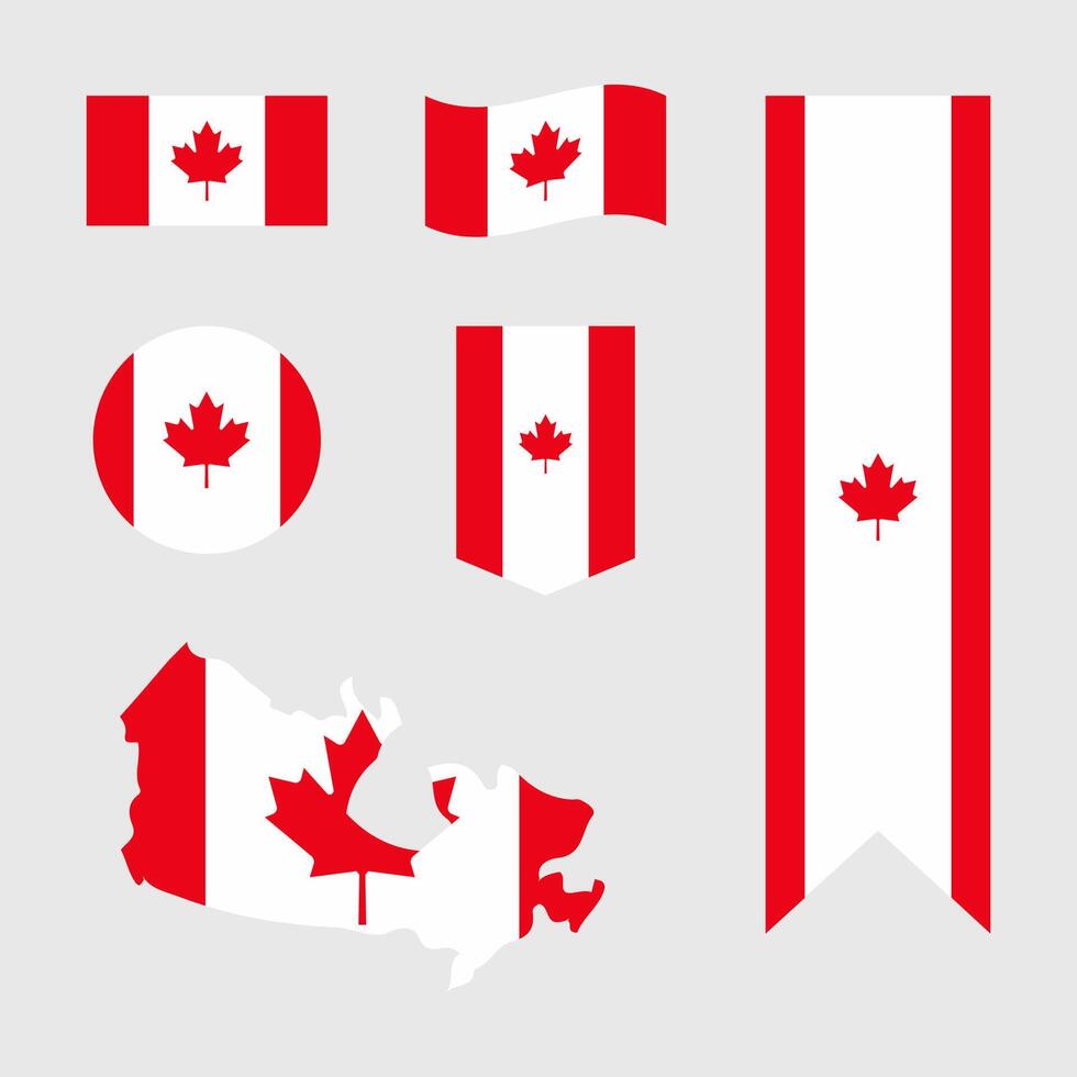 Canadá bandera conjunto vector ilustración