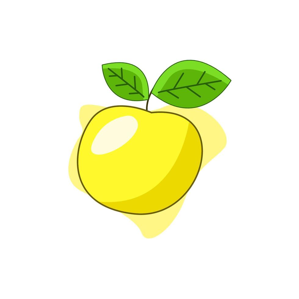 A yellow lemon fruit with a leaf on it vector