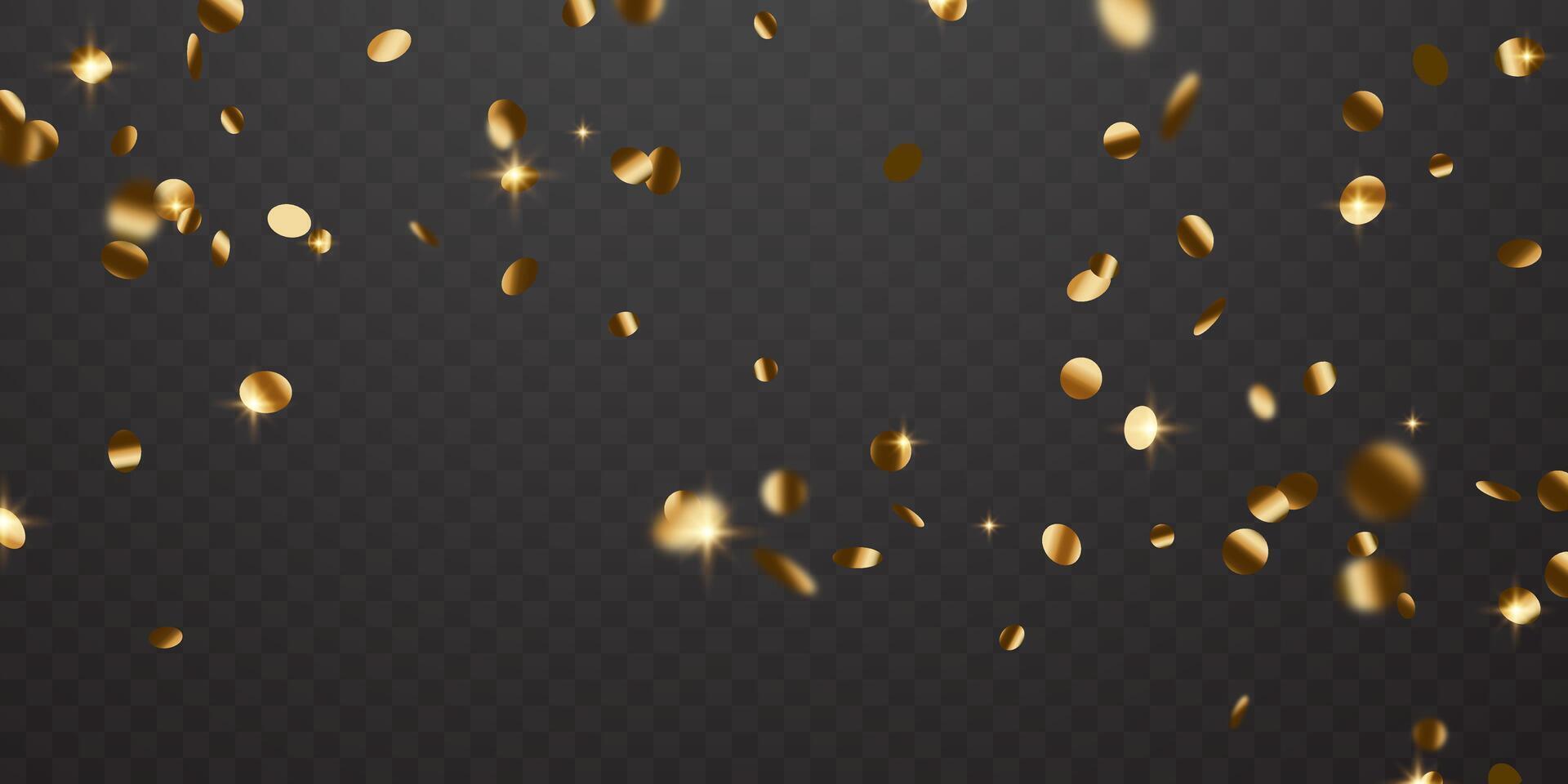 Golden confetti and zigzag ribbon falling from above Streamers, tinsel vector