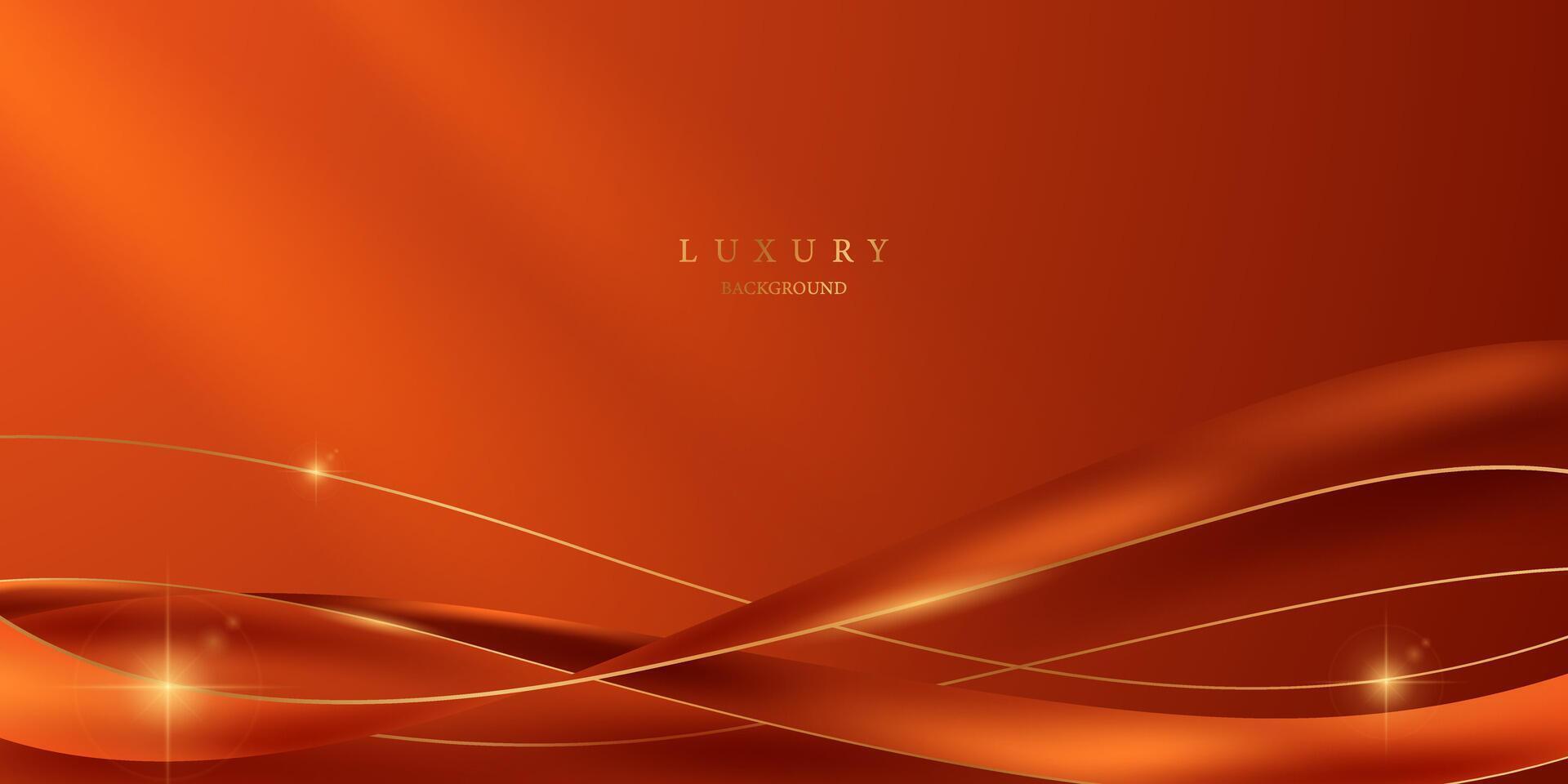 orange abstract background with luxury golden elements vector illustration