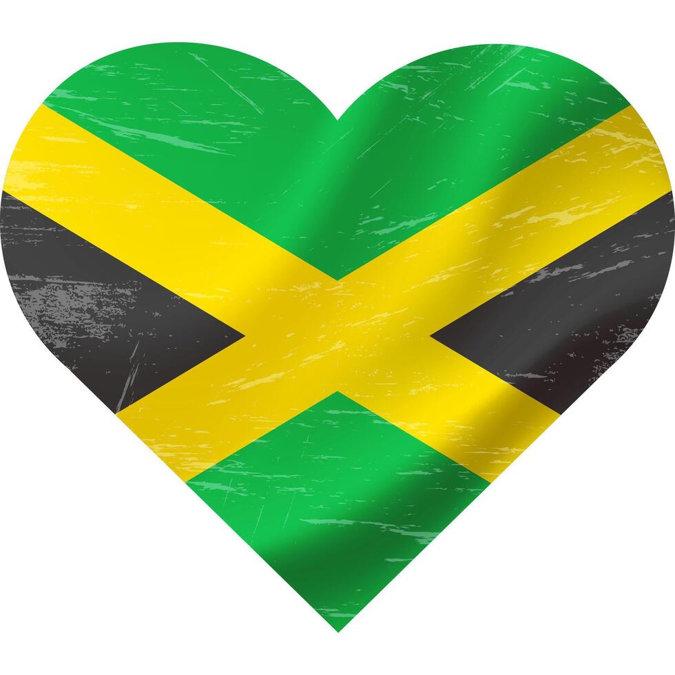 Jamaica bandera en corazón forma grunge antiguo. Jamaica bandera corazón. vector bandera, símbolo.