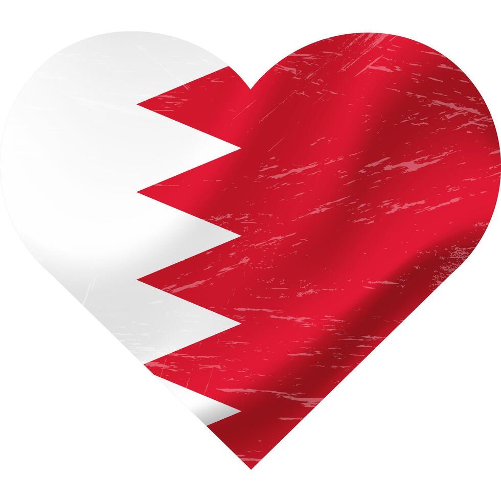 Bahrain flag in heart shape grunge vintage. Bahrain flag heart. Vector flag, symbol.