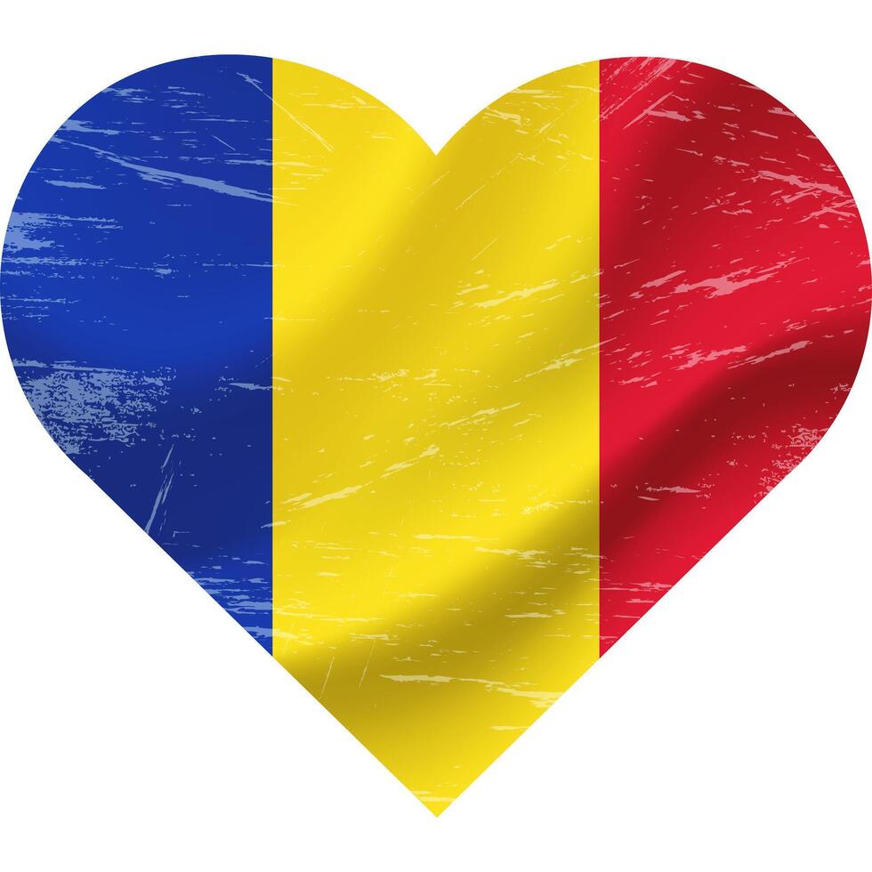 Rumania bandera en corazón forma grunge antiguo. rumano bandera corazón. vector bandera, símbolo.