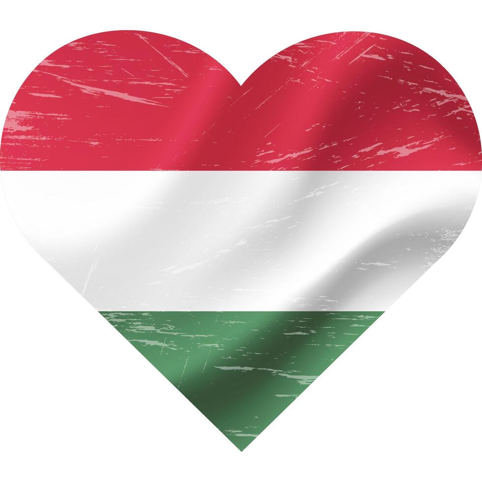 Hungría bandera en corazón forma grunge antiguo. Hungría bandera corazón. vector bandera, símbolo.