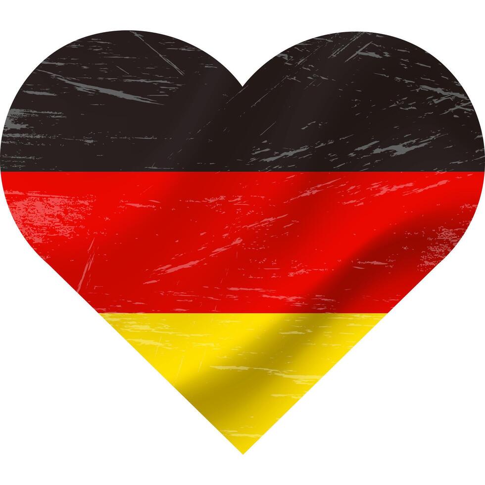 Alemania bandera en corazón forma grunge antiguo. alemán bandera corazón. vector bandera, símbolo.