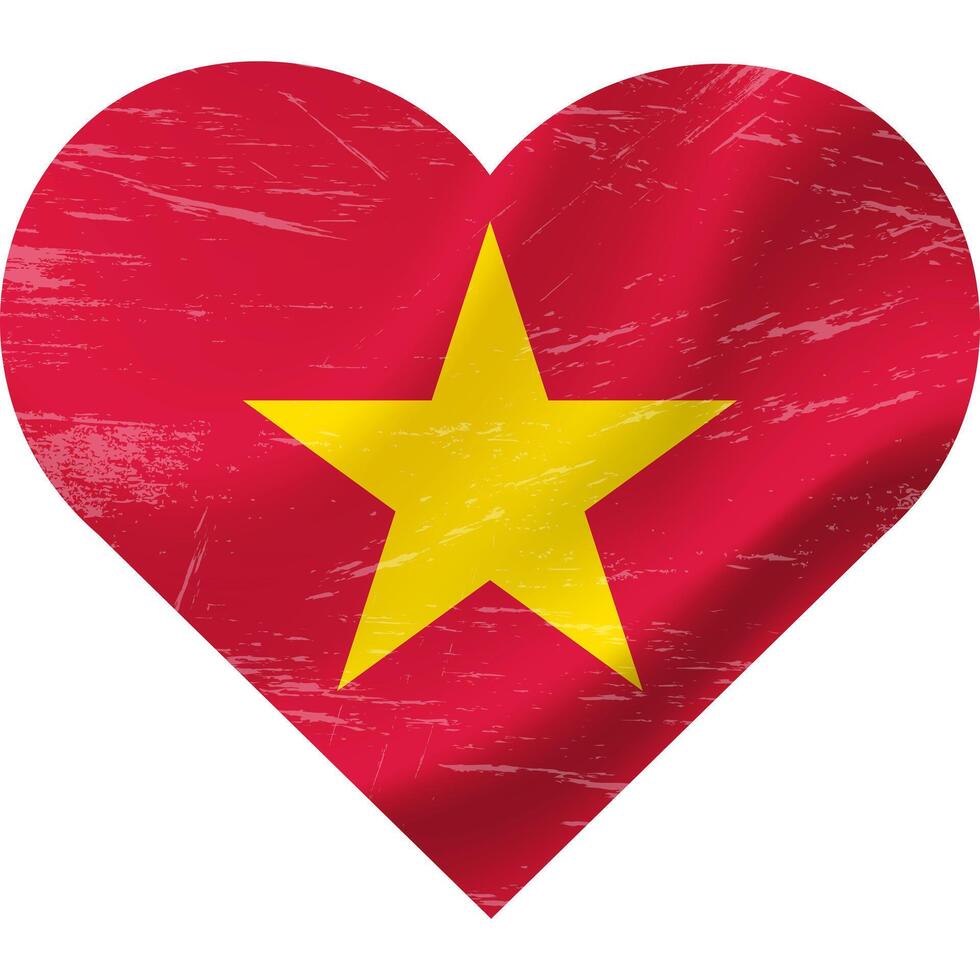 Vietnam flag in heart shape grunge vintage. Vietnam flag heart. Vector flag, symbol.