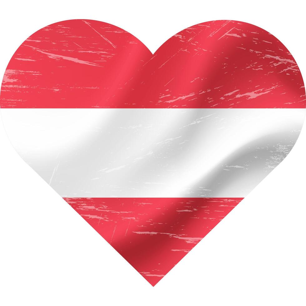 Austria flag in heart shape grunge vintage. Austrian flag heart. Vector flag, symbol.