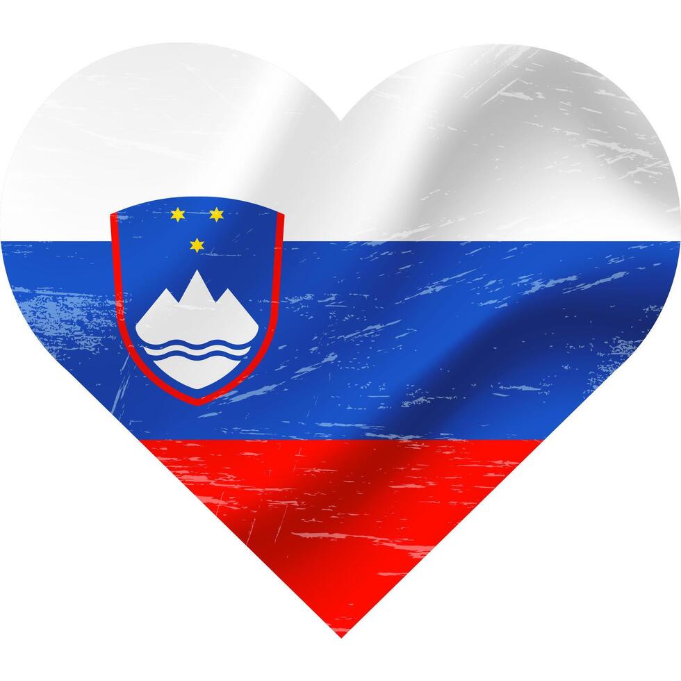 Slovenia flag in heart shape grunge vintage. Slovenia flag heart. Vector flag, symbol.