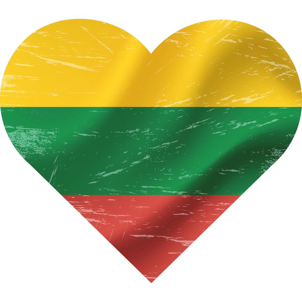 Lithuania flag in heart shape grunge vintage. Lithuania flag heart. Vector flag, symbol.