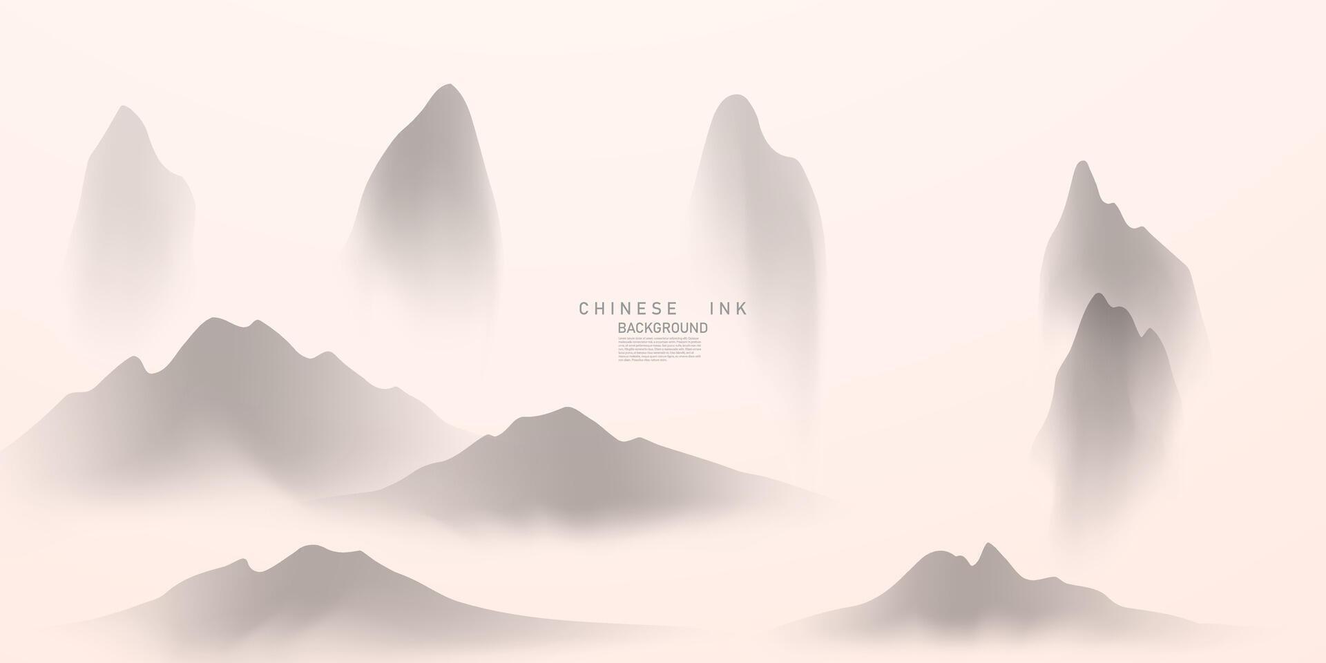 Modern design vector illustration of beautiful Chinese ink landscape painting.