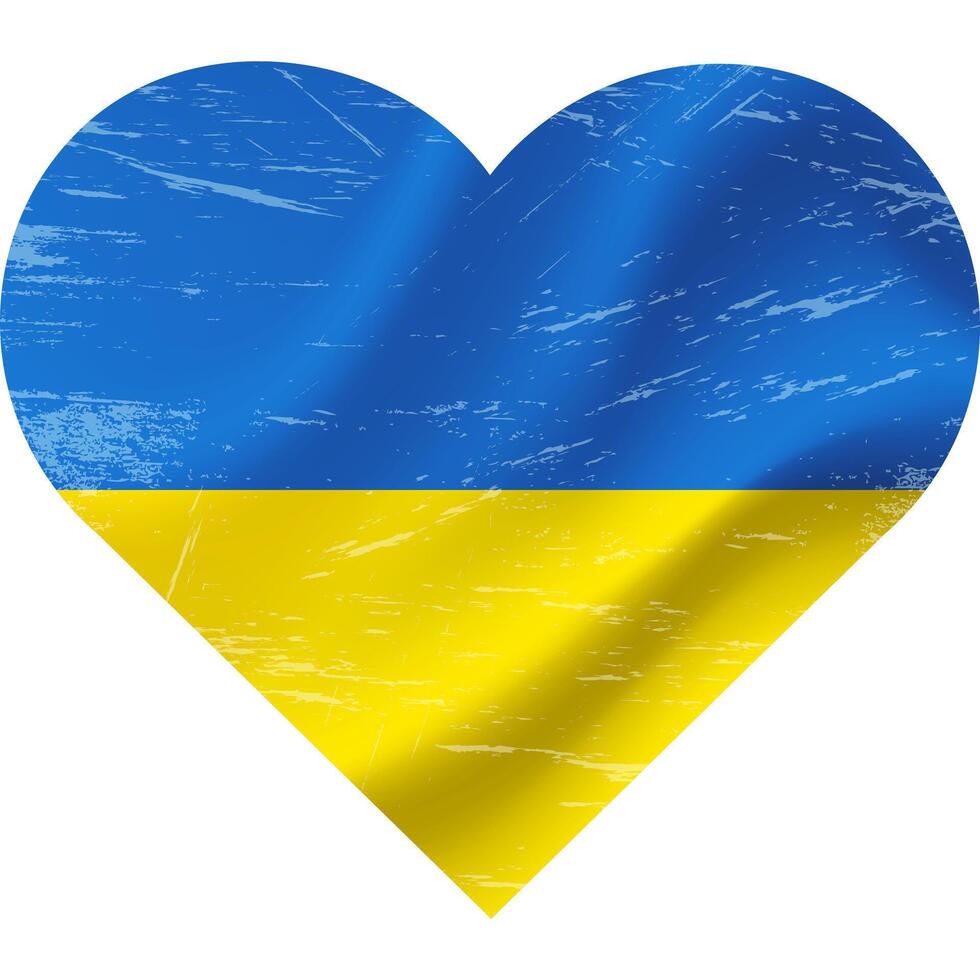 Ukraine flag in heart shape grunge vintage. Ukrainian flag heart. Vector flag, symbol.