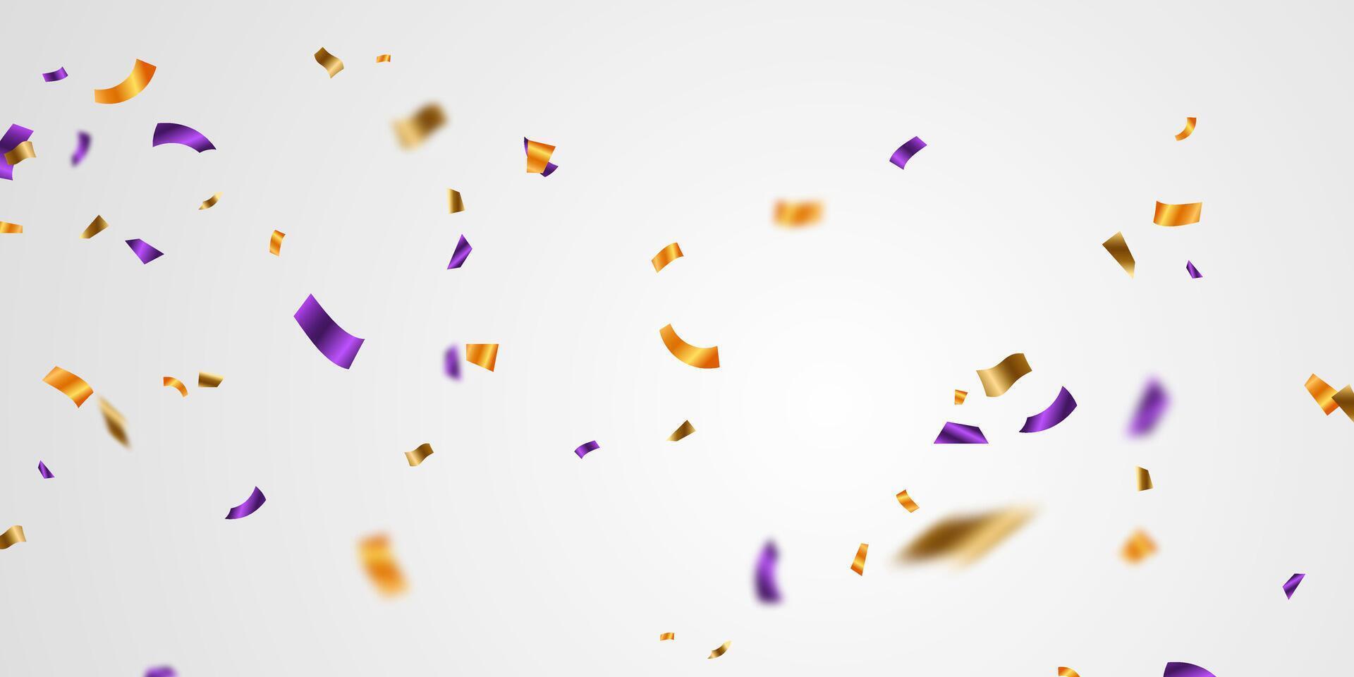 celebration background design with purple and gold confetti for decoration festival party vector illustration