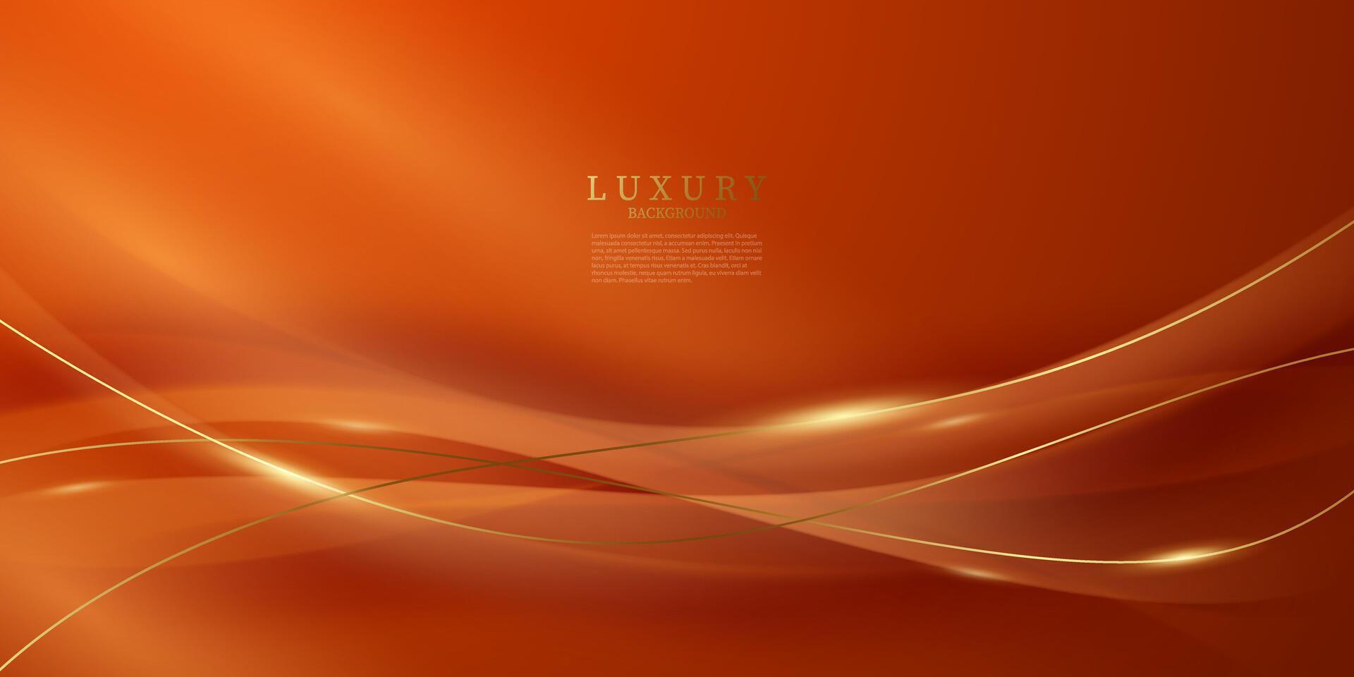 orange abstract background with luxury golden elements vector illustration
