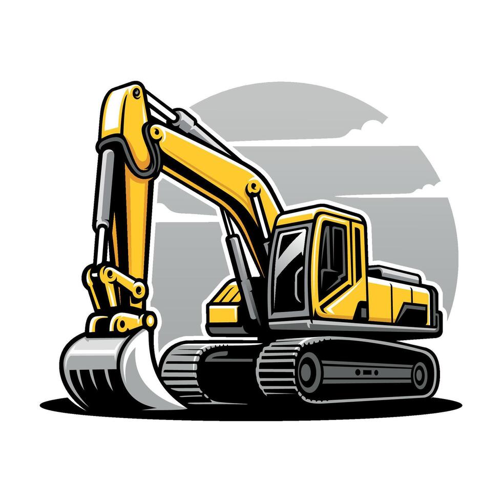 excavator illustration logo vector