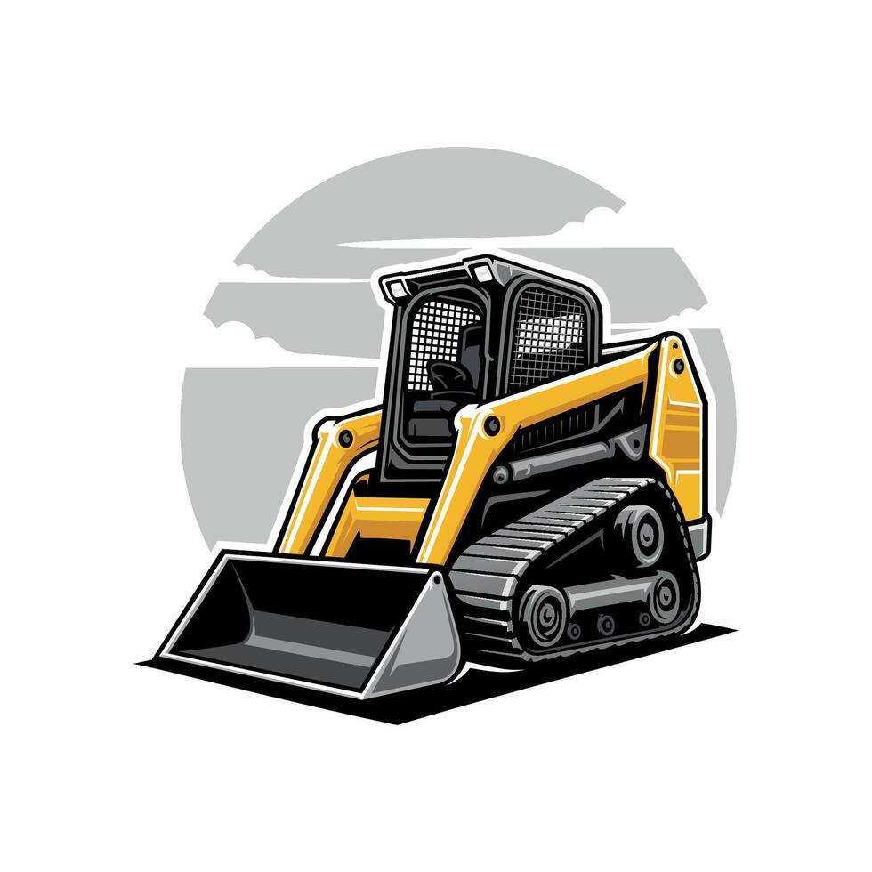 Skid Steer Loader, Bulldozer Vector Image