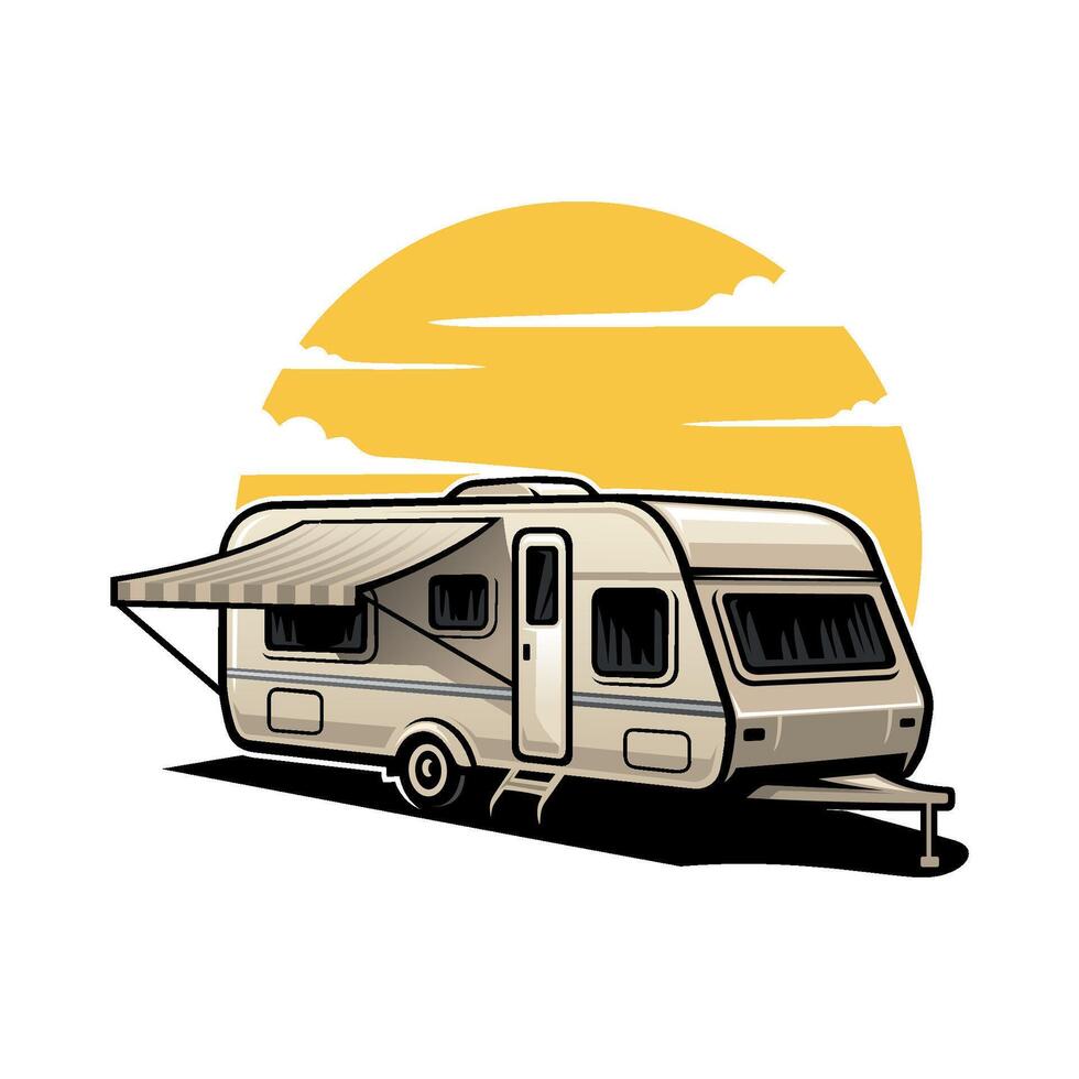 caravan trailer illustration logo vector
