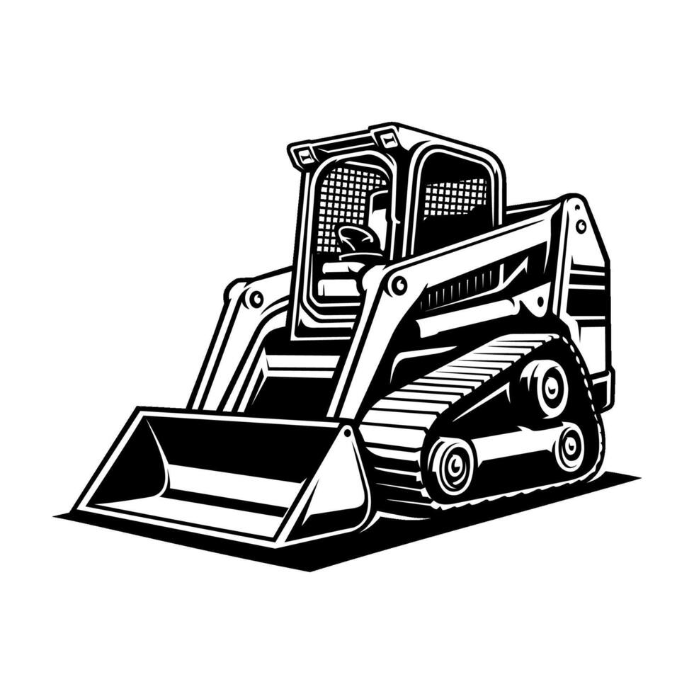 Skid Steer Loader, Bulldozer Vector Image