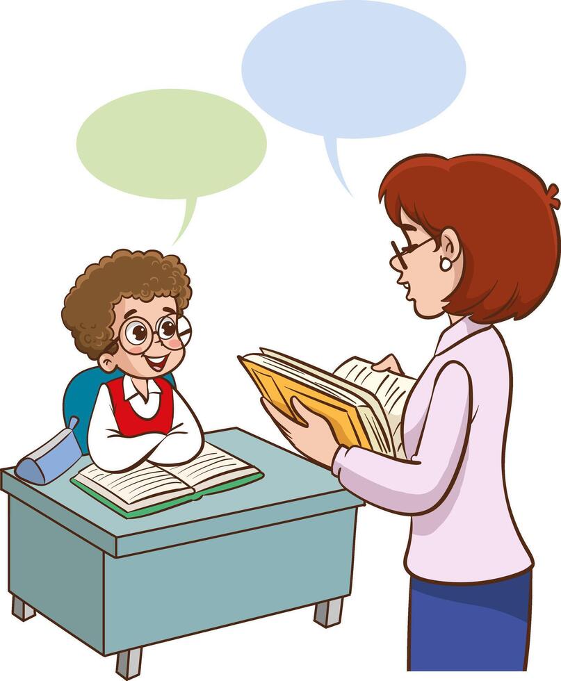 Teacher Teaching Students In Classroom.classroom with teacher and pupils vector