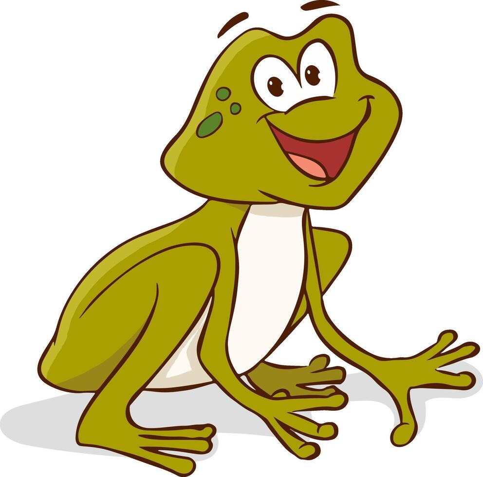 illustration of a cartoon frog on a white background, vector illustration