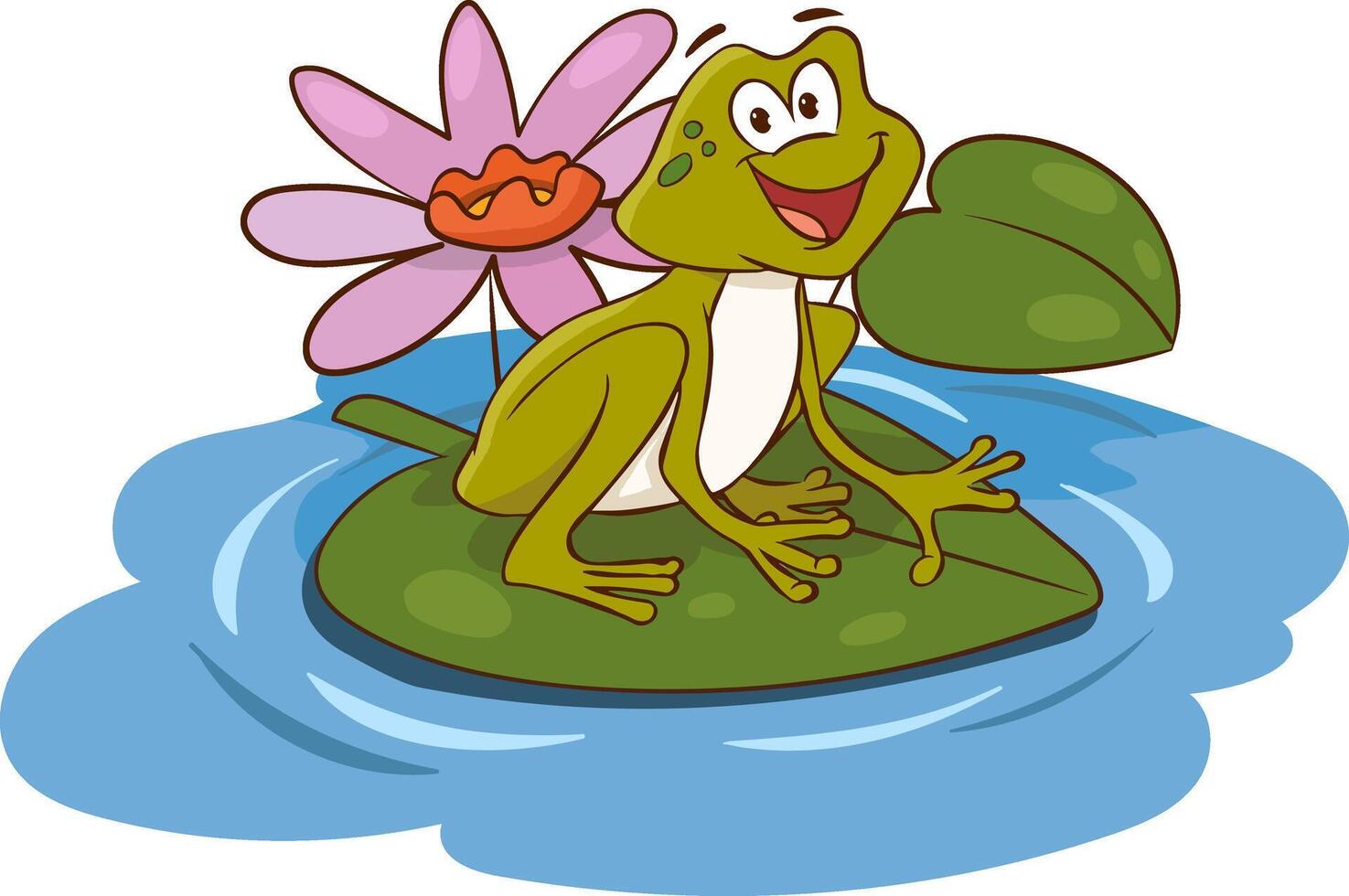 vector illustration of frog in stream