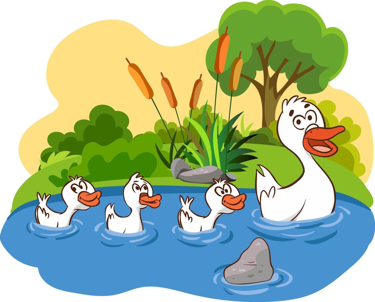 vector ilustración de Pato familia