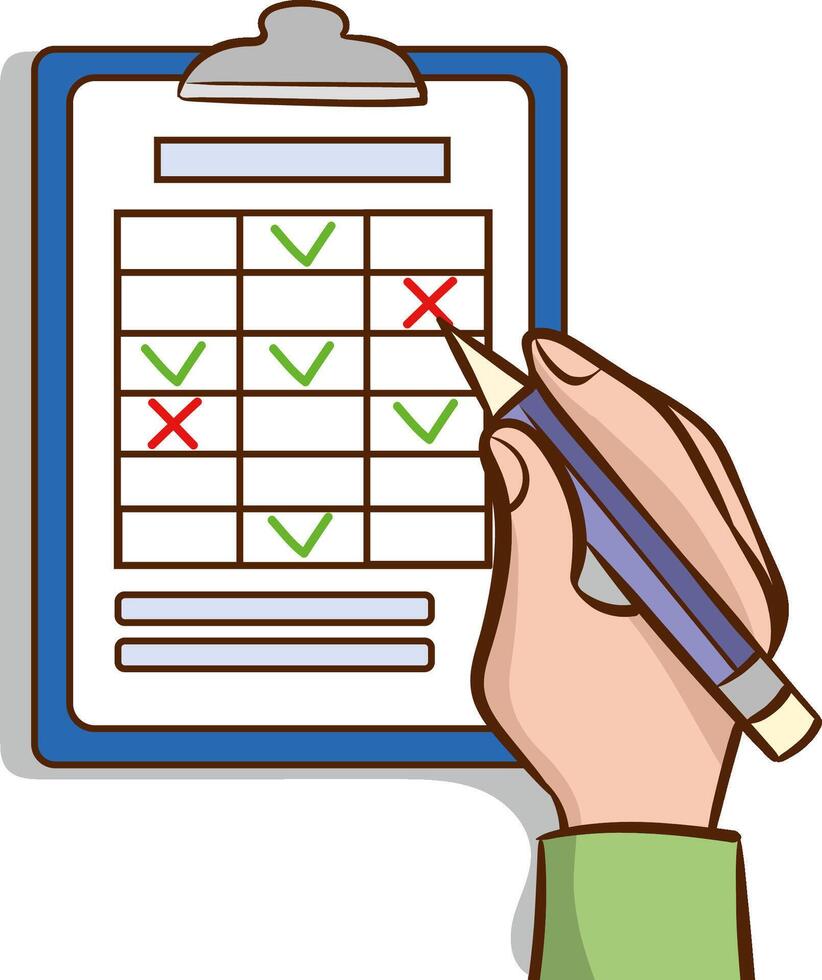 Hands holding clipboard with pen.Pen in hand. Check list clipboard in hand vector