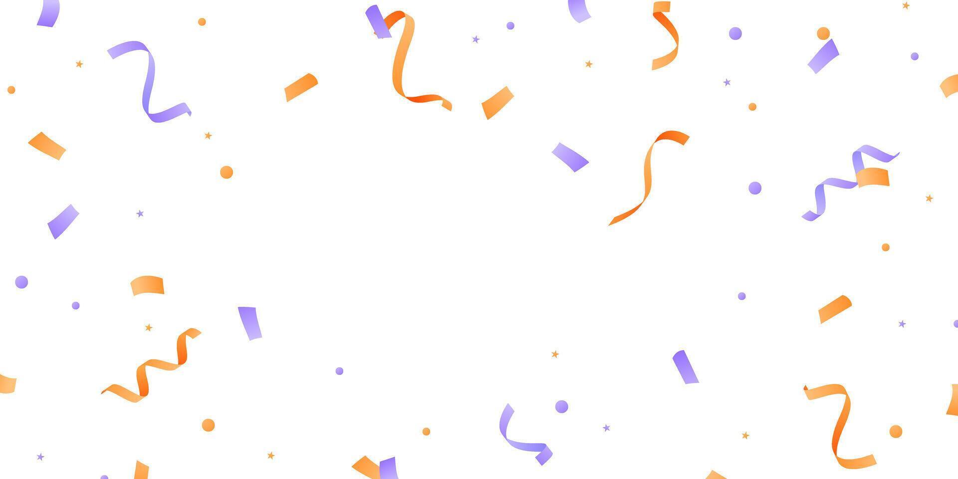 Falling orange and purple confetti background for festive party decorations. vector illustration
