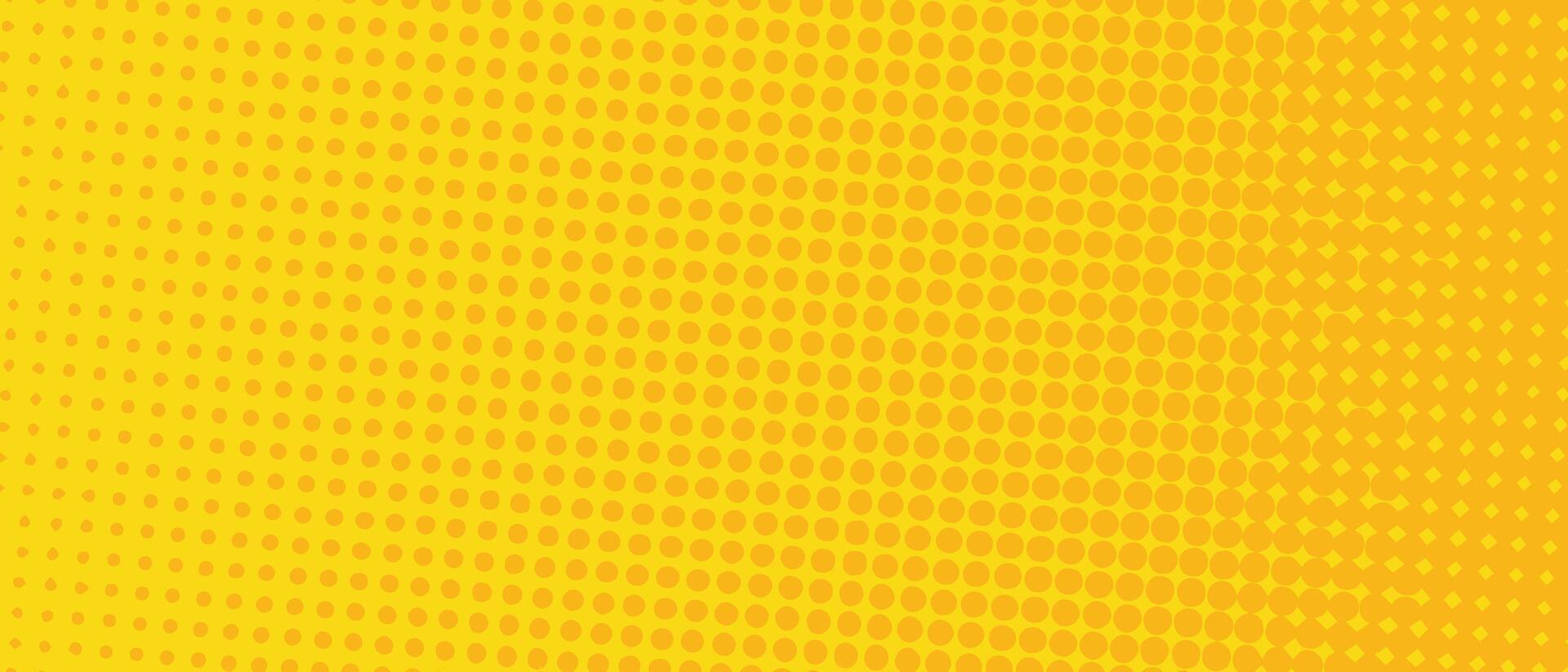 Halftone Pop Art Style Starburst Pattern Cartoon Background Yellow light effect. Vintage tone. Vector illustration. wow gradient design banner